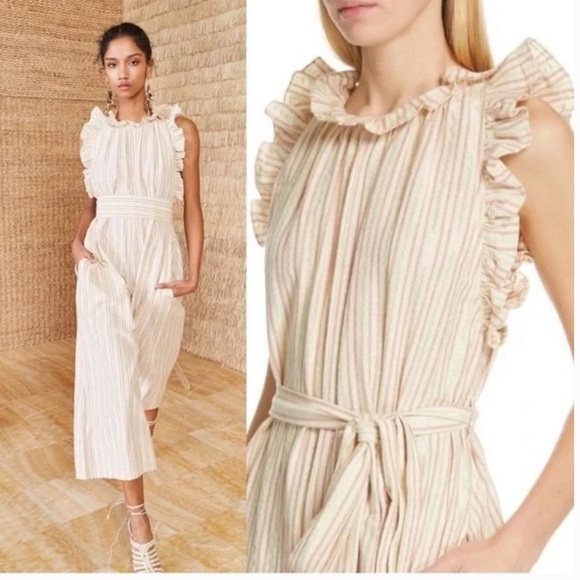 Ulla Johnson Pants - Ulla Johnson Simka Stripe Jumpsuit w Sash Tie Belt
